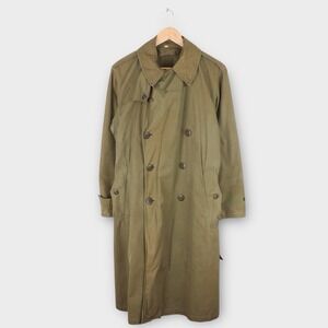 Vintage 1950s Army Officer Field‎ Coat 38R Olive Green Trench Belted Military